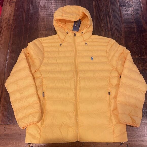 NWT Polo Ralph Lauren Yellow Puffer Jacket Full Zip Bubble Packable $189